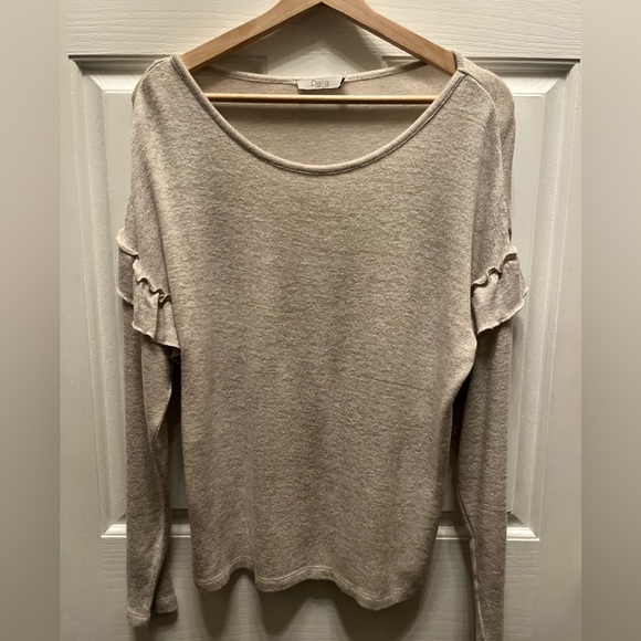 PRE-OWNED WOMEN'S DALIA WOMEN'S LONG SLEEVE RUFFLE KNIT TOP- SMALL - Picture 1 of 6